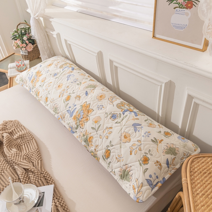 91家纺网 家纺一手货源 找家纺 梦舒羽 2025新款水洗棉麻单人夹棉枕头套大豆纤维双人枕套 太阳花