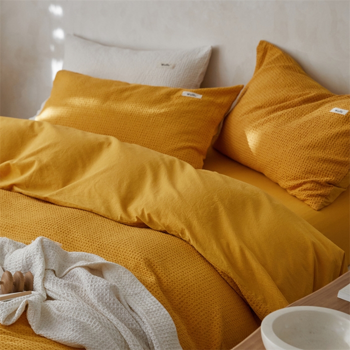 91家纺网 家纺一手货源 找家纺 （总）安莱生活 2023新款A类水洗色织纯色华夫格四件套