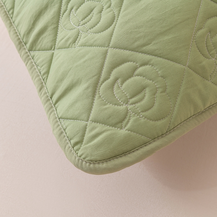 91家纺网 家纺一手货源 找家纺 梦舒羽2025新款水洗棉麻单人夹棉枕头套大豆纤维双人枕套 牛油果绿