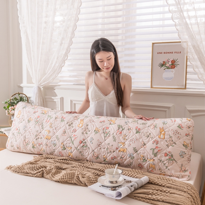 91家纺网 家纺一手货源 找家纺 梦舒羽 2025新款水洗棉麻单人夹棉枕头套大豆纤维双人枕套 花中鹿