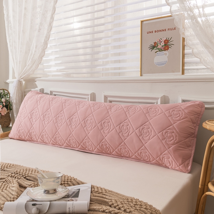 91家纺网 家纺一手货源 找家纺 梦舒羽  2025水洗棉麻单人夹棉枕头套大豆纤维双人枕套 胭脂粉