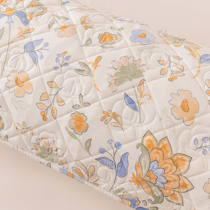 91家纺网 家纺一手货源 找家纺 梦舒羽 2025新款水洗棉麻单人夹棉枕头套大豆纤维双人枕套 太阳花