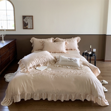 （总）若未 2023新款法式兰精天丝法式绣花四件套