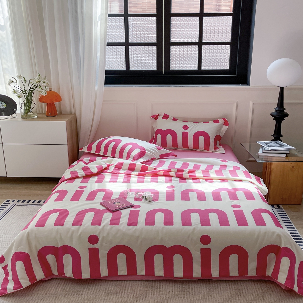 91家纺网 家纺一手货源 找家纺 柚子YOUTH 2023新款全棉夏被四件套 粉色回忆