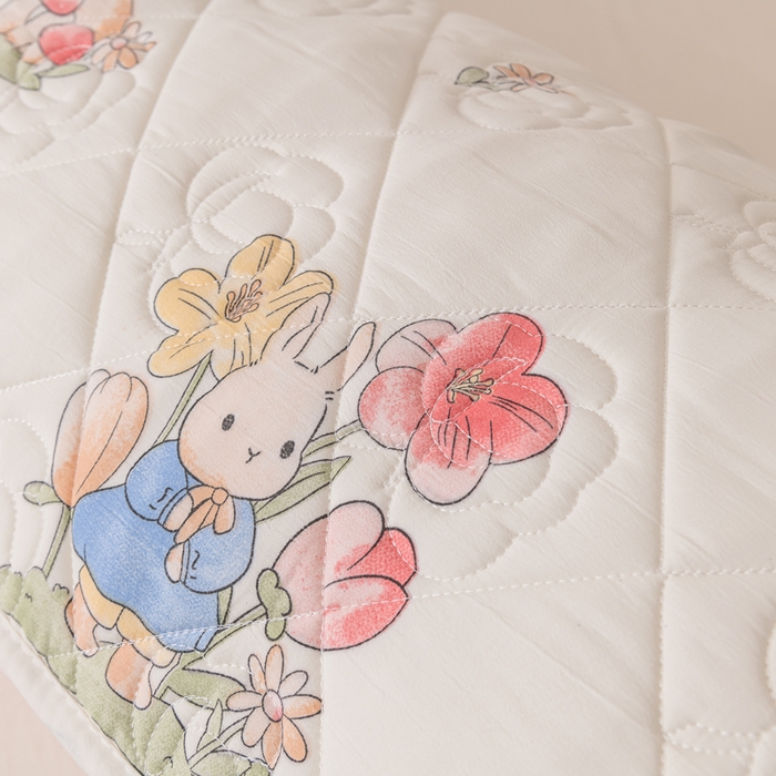 91家纺网 家纺一手货源 找家纺 梦舒羽 2025新款水洗棉麻单人夹棉枕头套大豆纤维双人枕套 花中兔