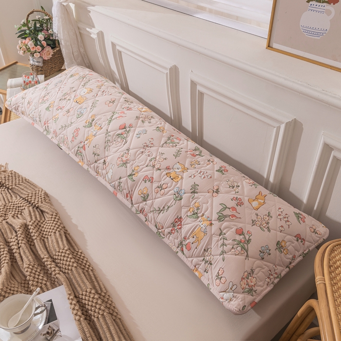 91家纺网 家纺一手货源 找家纺 梦舒羽 2025新款水洗棉麻单人夹棉枕头套大豆纤维双人枕套 花中鹿