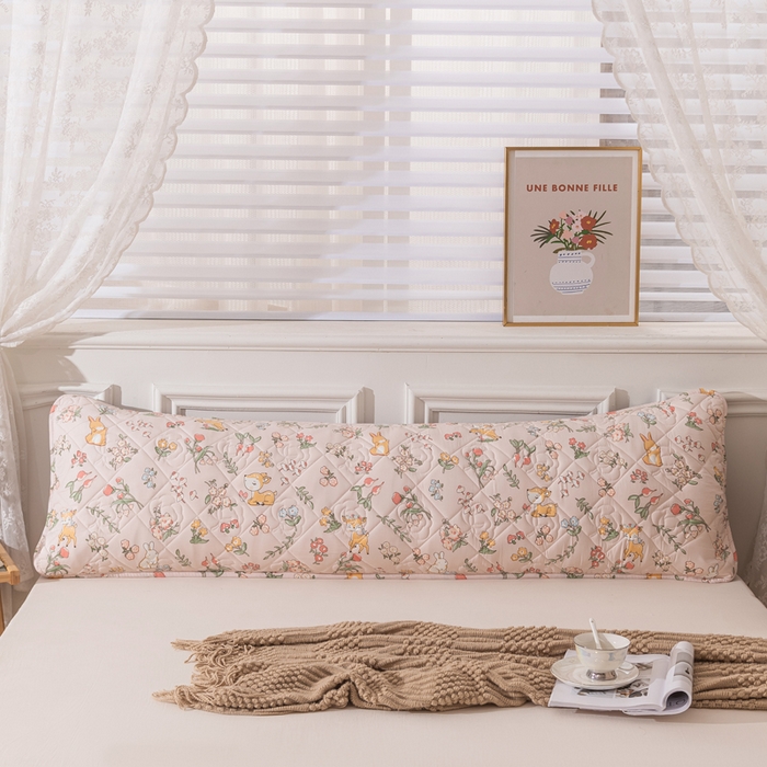 91家纺网 家纺一手货源 找家纺 梦舒羽 2025新款水洗棉麻单人夹棉枕头套大豆纤维双人枕套 花中鹿