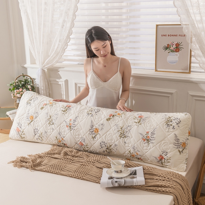 91家纺网 家纺一手货源 找家纺 梦舒羽 2025新款水洗棉麻单人夹棉枕头套大豆纤维双人枕套 花海