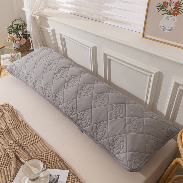 91家纺网 家纺一手货源 找家纺 梦舒羽  2025新款水洗棉麻单人夹棉枕头套大豆纤维双人枕套 月灰