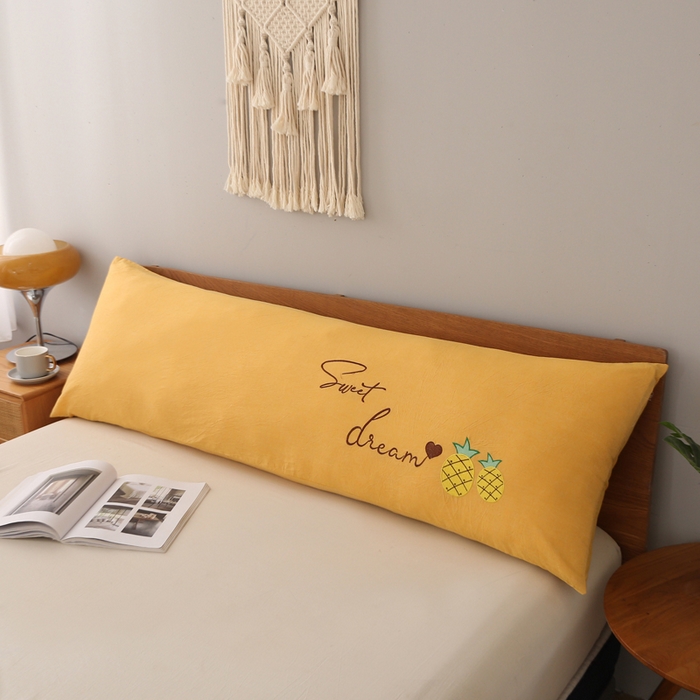 91家纺网 家纺一手货源 找家纺 锦绣万家2023新款色织水洗棉绣花双人枕套 水洗棉绣花菠萝