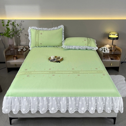 91家纺网 家纺一手货源 找家纺 （总）宜凡-2024新款A类蜂巢冰柠凉席床笠款三件套