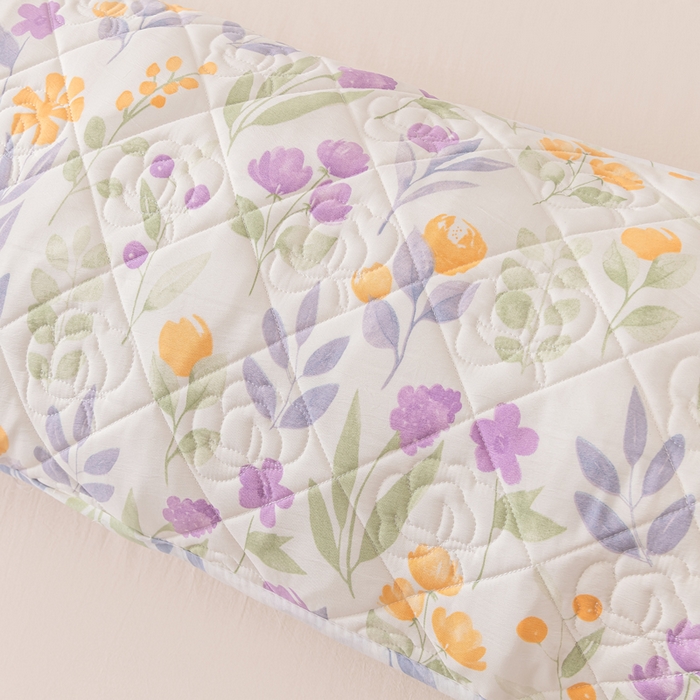 91家纺网 家纺一手货源 找家纺 梦舒羽2025水洗棉麻单人夹棉枕头套大豆纤维双人枕套爱的花海-紫