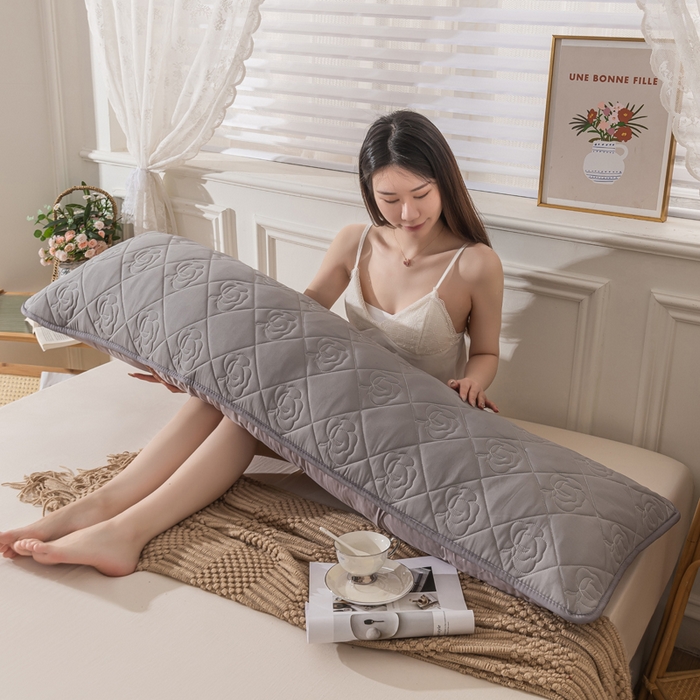 91家纺网 家纺一手货源 找家纺 梦舒羽  2025新款水洗棉麻单人夹棉枕头套大豆纤维双人枕套 月灰