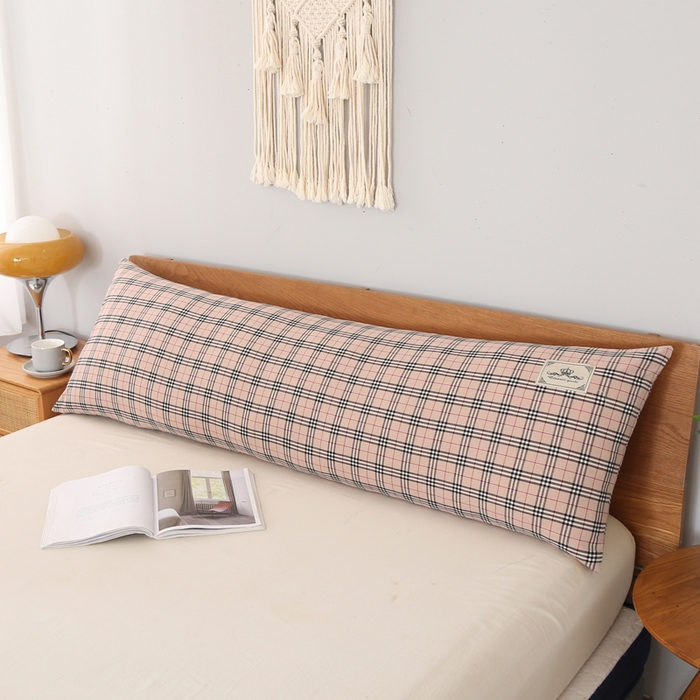 91家纺网 家纺一手货源 找家纺 锦绣万家2023新款色织水洗棉格子双人枕套 宝丽格小咖