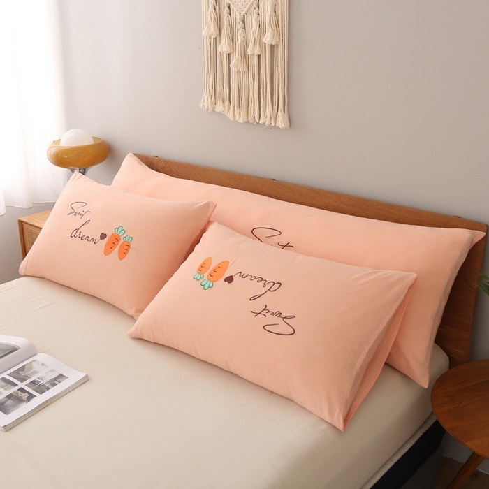 91家纺网 家纺一手货源 找家纺 锦绣万家2023新款色织水洗棉绣花双人枕套 水洗棉绣花胡萝卜