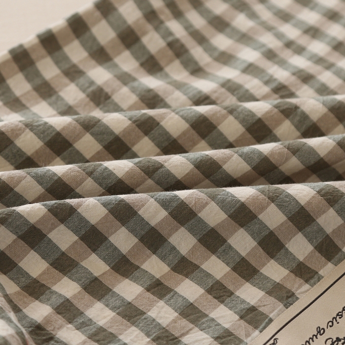 91家纺网 家纺一手货源 找家纺 锦绣万家2023新款色织水洗棉格子双人枕套 绿小格