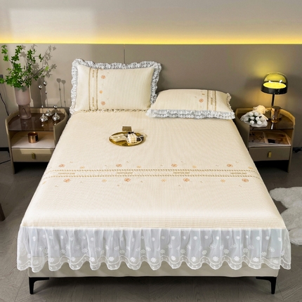 91家纺网 家纺一手货源 找家纺 （总）宜凡-2024新款A类蜂巢冰柠凉席床笠款三件套