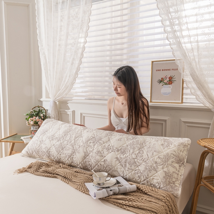 91家纺网 家纺一手货源 找家纺 梦舒羽  2025新款水洗棉麻单人夹棉枕头套大豆纤维双人枕套 逐风