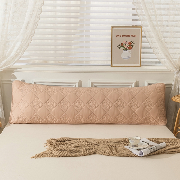 91家纺网 家纺一手货源 找家纺 梦舒羽 2025新款水洗棉麻单人夹棉枕头套大豆纤维双人枕套 香槟色