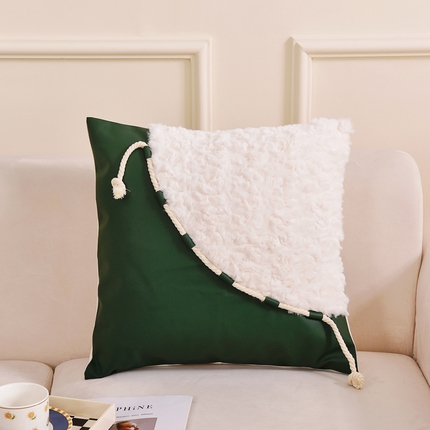 91家纺网 家纺一手货源 找家纺 恋佳居 2023新款抱枕套系列 兔毛贴布橘色墨绿