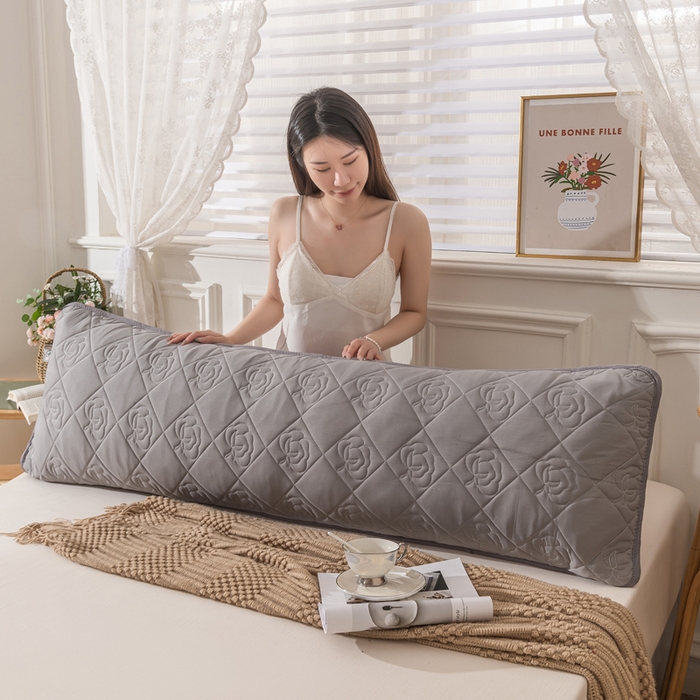 91家纺网 家纺一手货源 找家纺 梦舒羽  2025新款水洗棉麻单人夹棉枕头套大豆纤维双人枕套 月灰