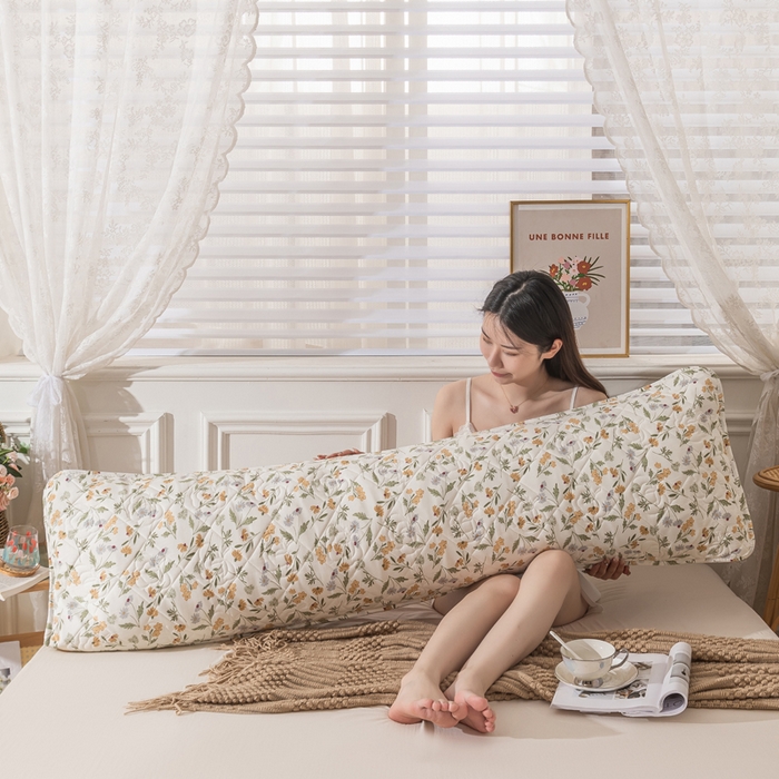 91家纺网 家纺一手货源 找家纺 梦舒羽 2025新款水洗棉麻单人夹棉枕头套大豆纤维双人枕套 小碎花