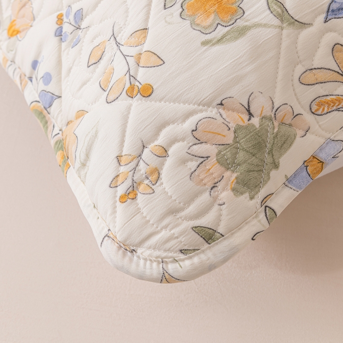 91家纺网 家纺一手货源 找家纺 梦舒羽 2025新款水洗棉麻单人夹棉枕头套大豆纤维双人枕套 太阳花