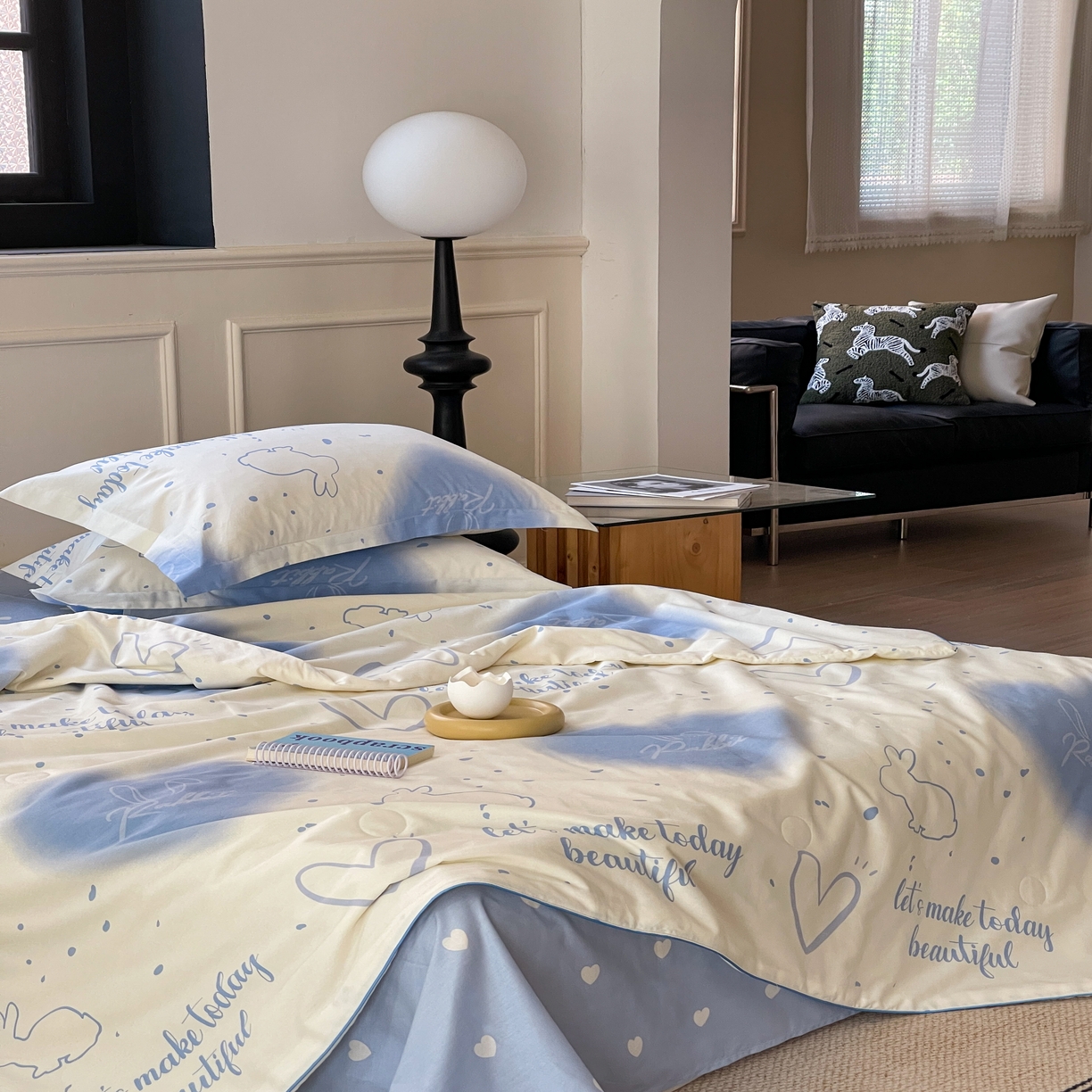 91家纺网 家纺一手货源 找家纺 柚子YOUTH 2023新款全棉夏被四件套 梦幻之心