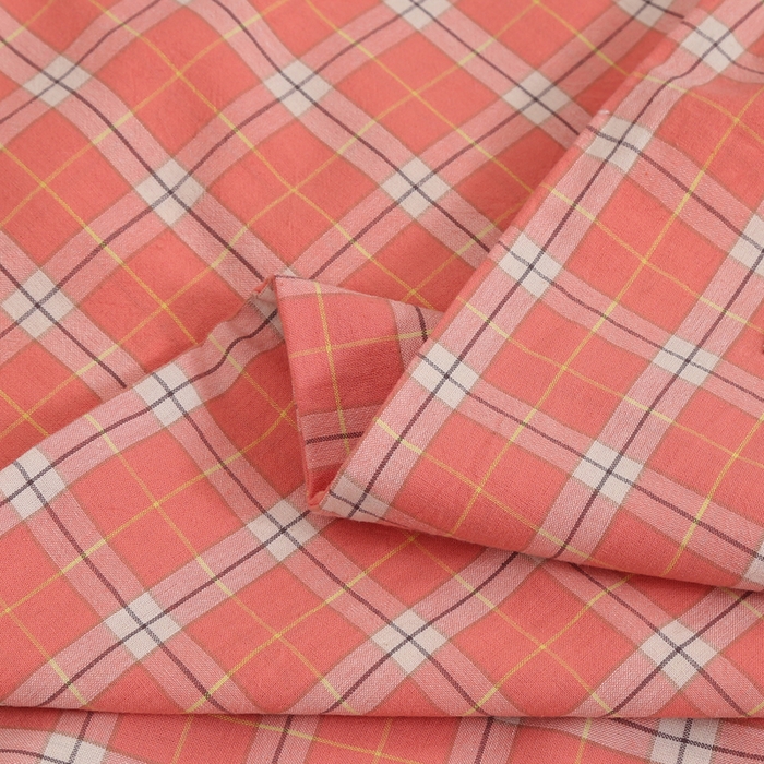 91家纺网 家纺一手货源 找家纺 锦绣万家2023新款色织水洗棉格子双人枕套 清风粉