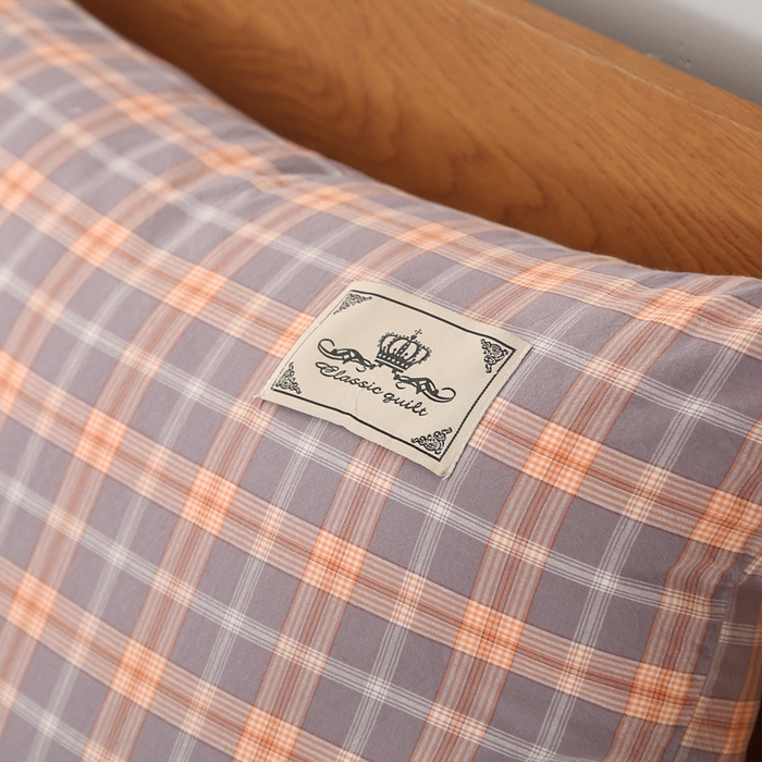 91家纺网 家纺一手货源 找家纺 锦绣万家2023新款色织水洗棉格子双人枕套 简格灰