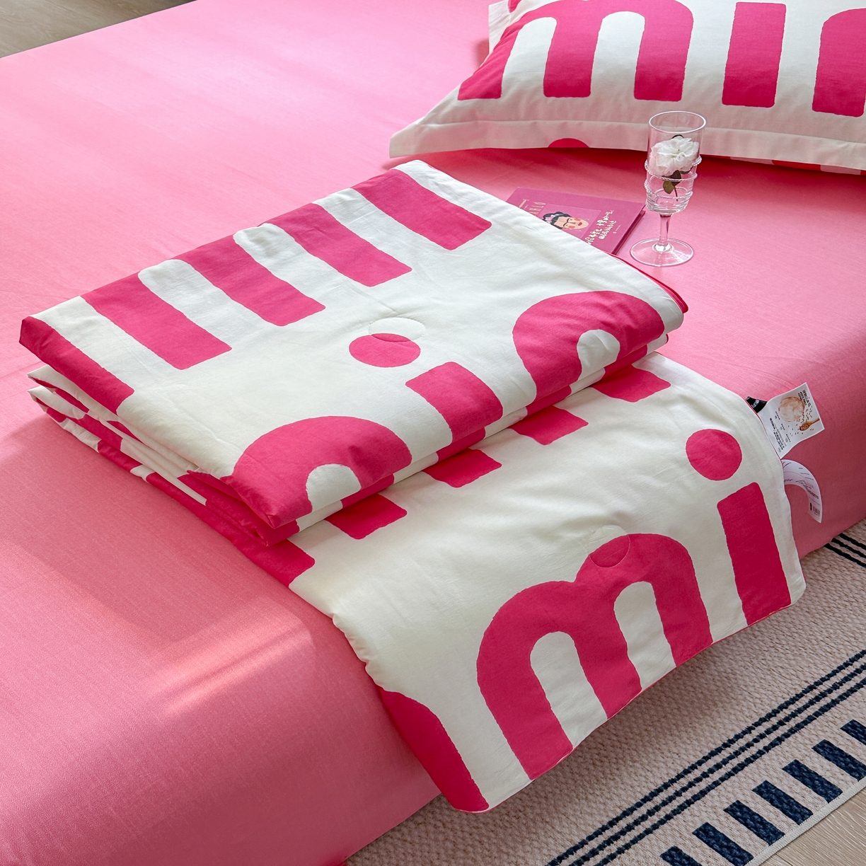 91家纺网 家纺一手货源 找家纺 柚子YOUTH 2023新款全棉夏被四件套 粉色回忆