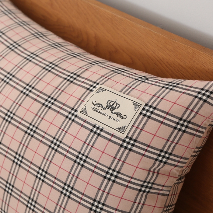 91家纺网 家纺一手货源 找家纺 锦绣万家2023新款色织水洗棉格子双人枕套 宝丽格小咖