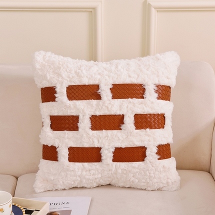 91家纺网 家纺一手货源 找家纺 恋佳居 2023新款抱枕套系列 兔毛穿绳橘色