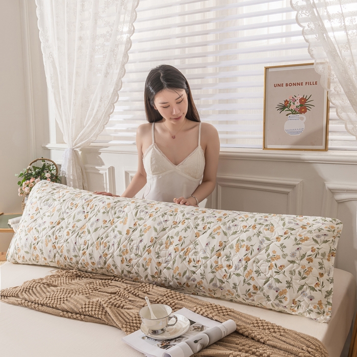 91家纺网 家纺一手货源 找家纺 梦舒羽 2025新款水洗棉麻单人夹棉枕头套大豆纤维双人枕套 小碎花