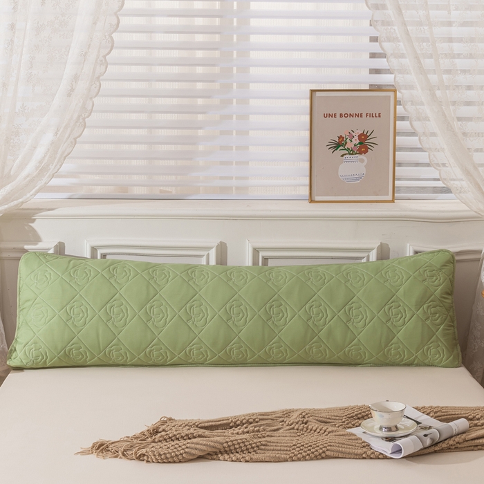 91家纺网 家纺一手货源 找家纺 梦舒羽2025新款水洗棉麻单人夹棉枕头套大豆纤维双人枕套 牛油果绿