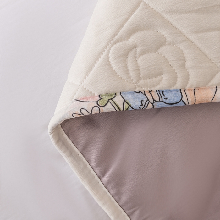 91家纺网 家纺一手货源 找家纺 梦舒羽 2025新款水洗棉麻单人夹棉枕头套大豆纤维双人枕套 花中兔