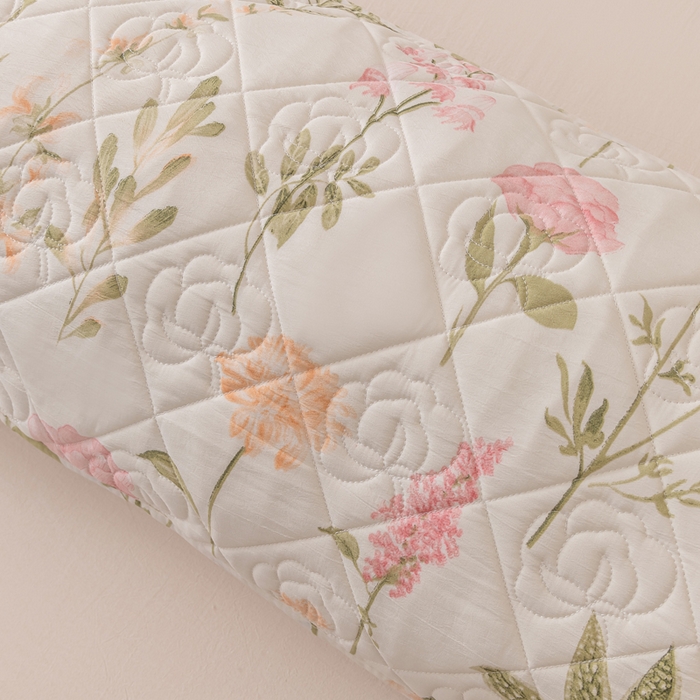 91家纺网 家纺一手货源 找家纺 梦舒羽2025新款水洗棉麻单人夹棉枕头套大豆纤维双人枕套 繁花似锦