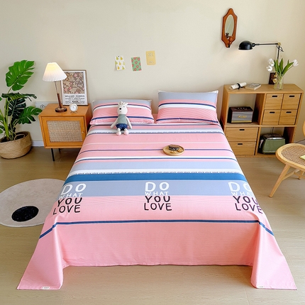 芃成家纺 2023新款全棉老粗布床单 爱丽丝 粉