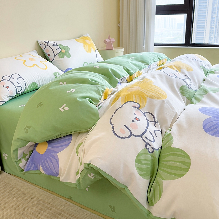 91家纺网 家纺一手货源 找家纺 芃成家纺2023新款全棉13070四件套 花园乐宠