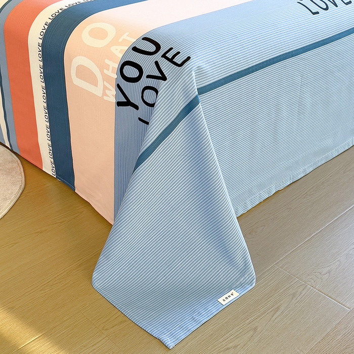 91家纺网 家纺一手货源 找家纺 芃成家纺 2023新款全棉老粗布床单 爱丽丝 蓝