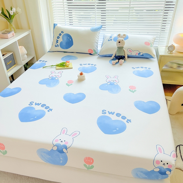 91家纺网 家纺一手货源 找家纺 芃成家纺 2023新款全棉13070单床笠 开心兔