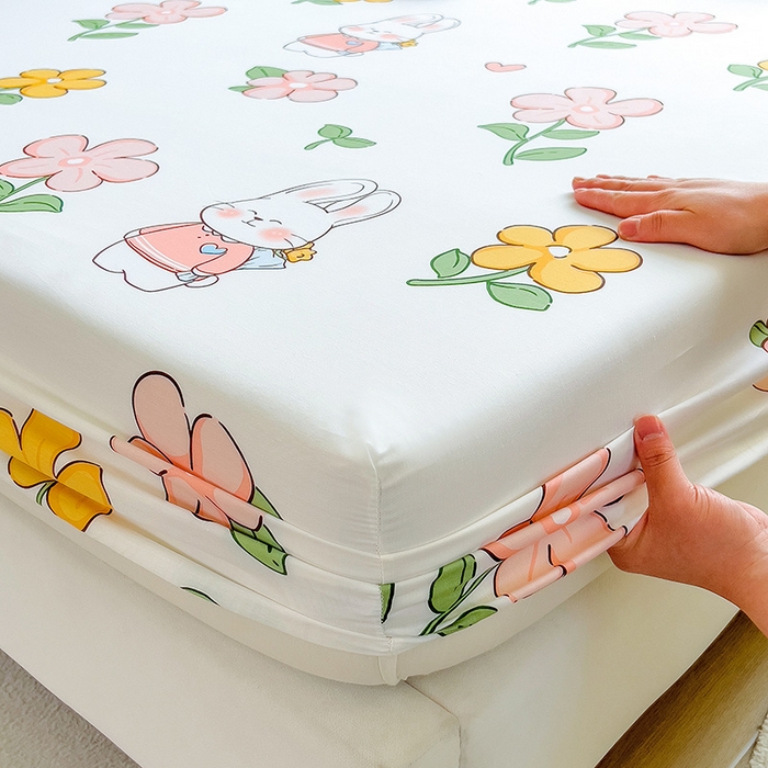 91家纺网 家纺一手货源 找家纺 芃成家纺 2023新款全棉13070单床笠 时尚小兔