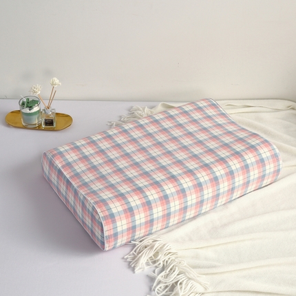 91家纺网 家纺一手货源 找家纺 佳梦达 2023新款全棉色织水洗棉记忆棉乳胶枕头枕芯-记忆棉 40*60cm/只粉色格子