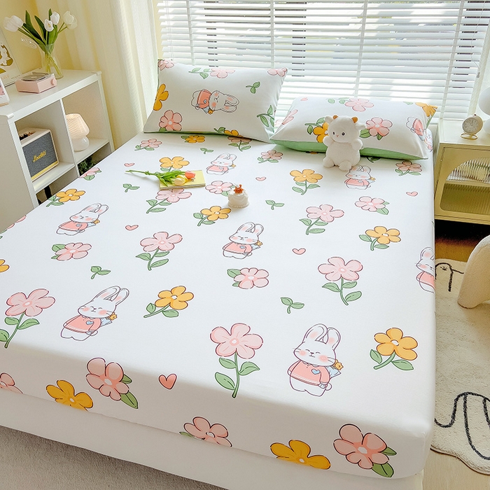 91家纺网 家纺一手货源 找家纺 芃成家纺 2023新款全棉13070单床笠 时尚小兔