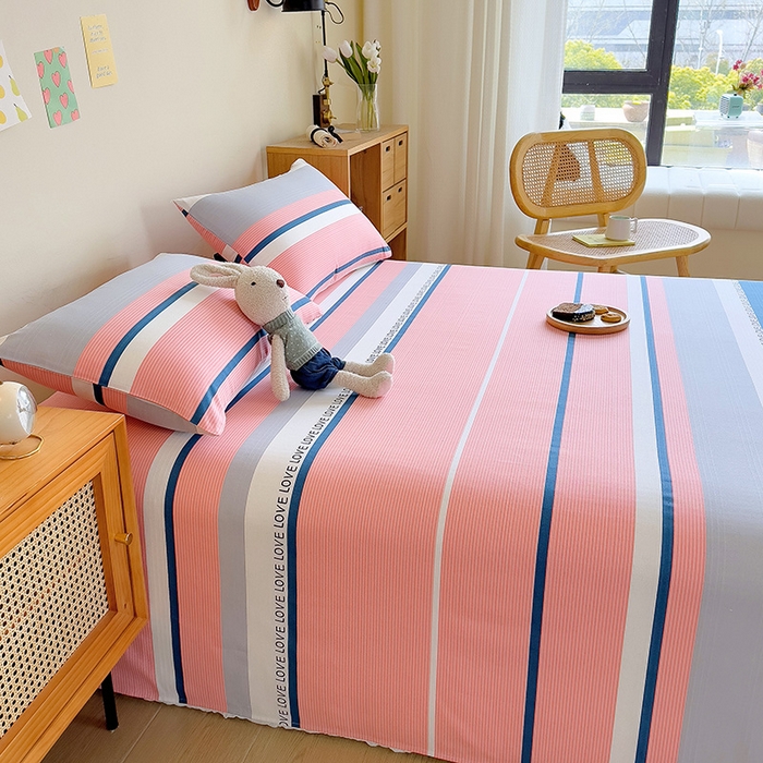 91家纺网 家纺一手货源 找家纺 芃成家纺 2023新款全棉老粗布床单 爱丽丝 粉