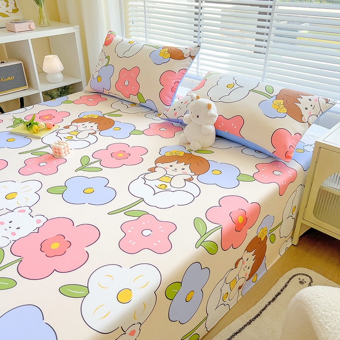 91家纺网 家纺一手货源 找家纺 芃成家纺 2023新款全棉13070单床单 可爱女孩