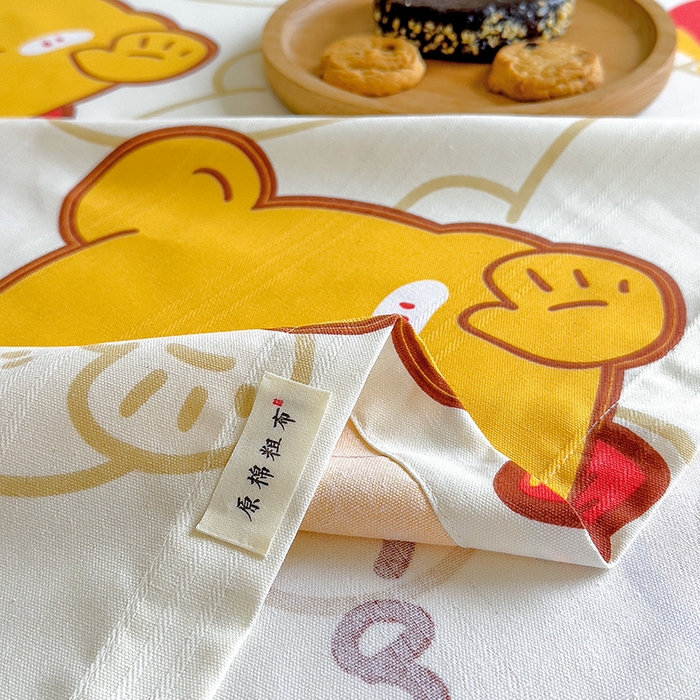 91家纺网 家纺一手货源 找家纺 芃成家纺 2023新款全棉老粗布床单 熊仔宝宝