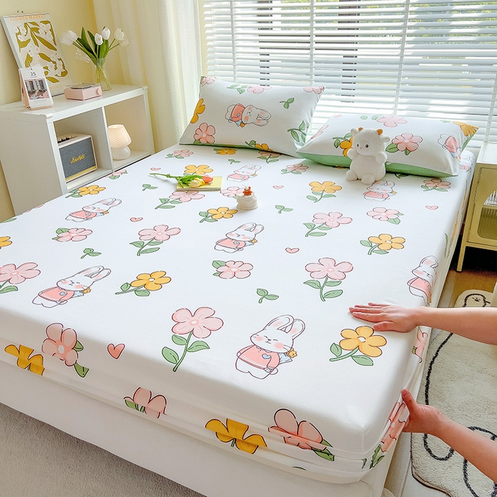 91家纺网 家纺一手货源 找家纺 芃成家纺 2023新款全棉13070单床笠 时尚小兔