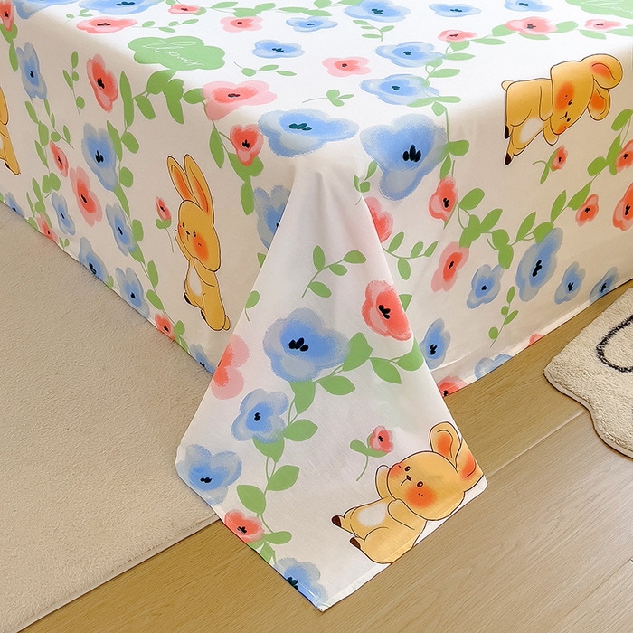 91家纺网 家纺一手货源 找家纺 芃成家纺 2023新款全棉13070单床单 兔兔花海