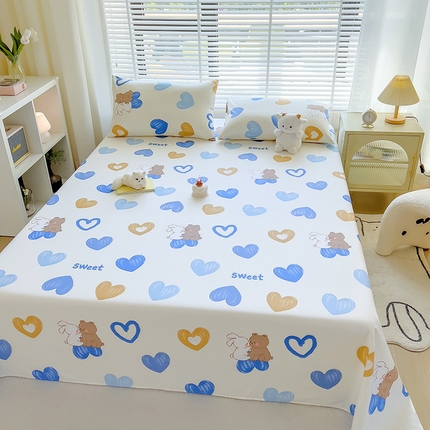 芃成家纺 2023新款全棉13070单床单 两小无猜 蓝